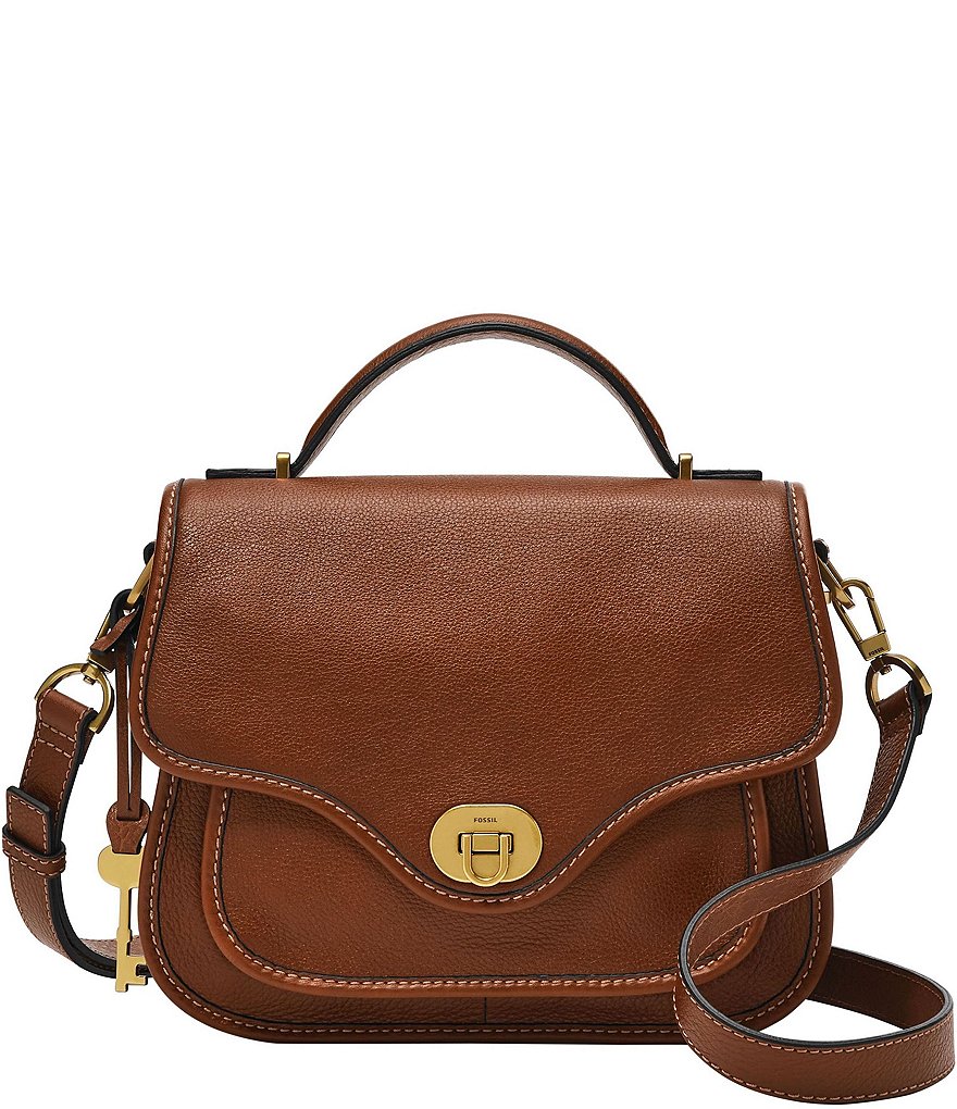 Fossil Heritage Top Handle Leather Crossbody Saddle Bag | Dillard's