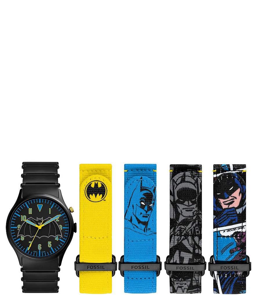 Fossil Limited Edition Batman Legacy Three-Hand Black Stainless Steel Watch  Set | Dillard's