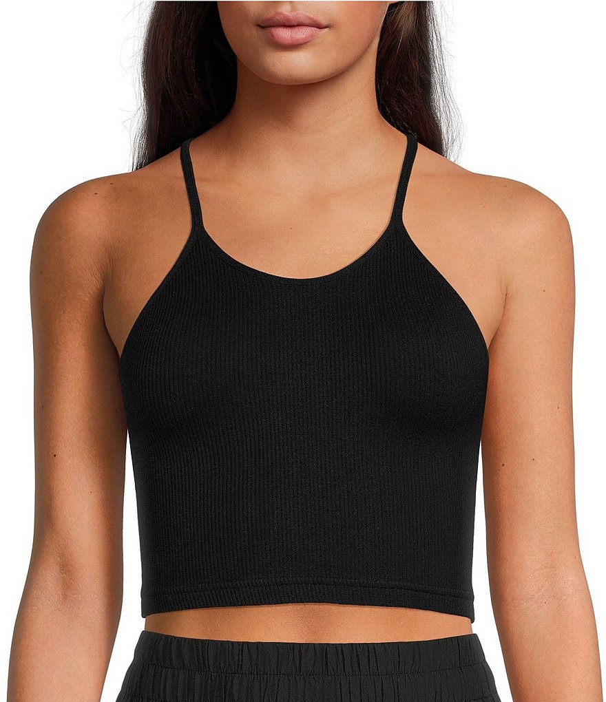 Free People FP Movement Happiness Runs Cropped Scoop Halter Neck