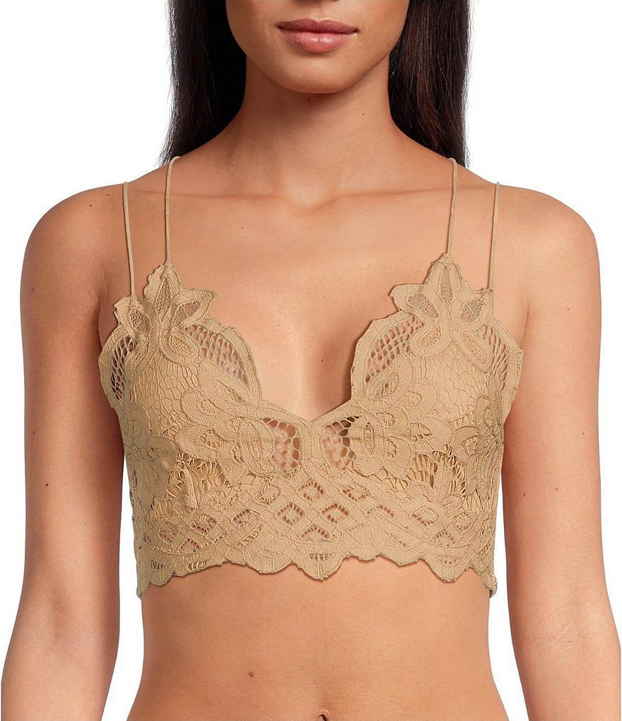 Free People Fp One Adella Bralette Lace Criss Cross Smocked Copper