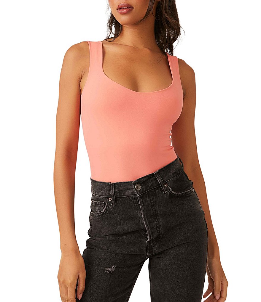 Free People Clean Lines Dipped-Neck Bodysuit