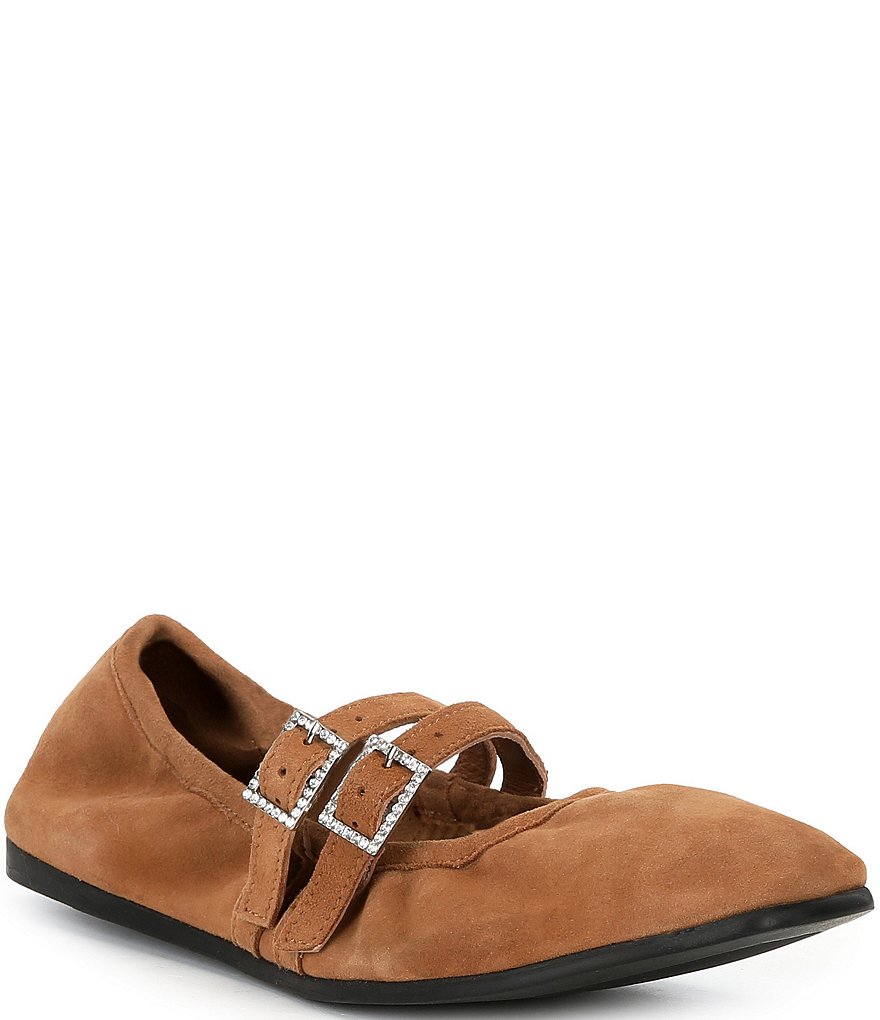 Free People Crystal Gemini Suede Buckle Strap Flats Dillard s
