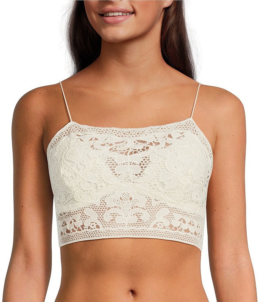 Lace Crochet Bra Crop Top ($15) ❤ liked on Polyvore featuring tops, lace crop  top, lacy tops, crochet top, lace top a…