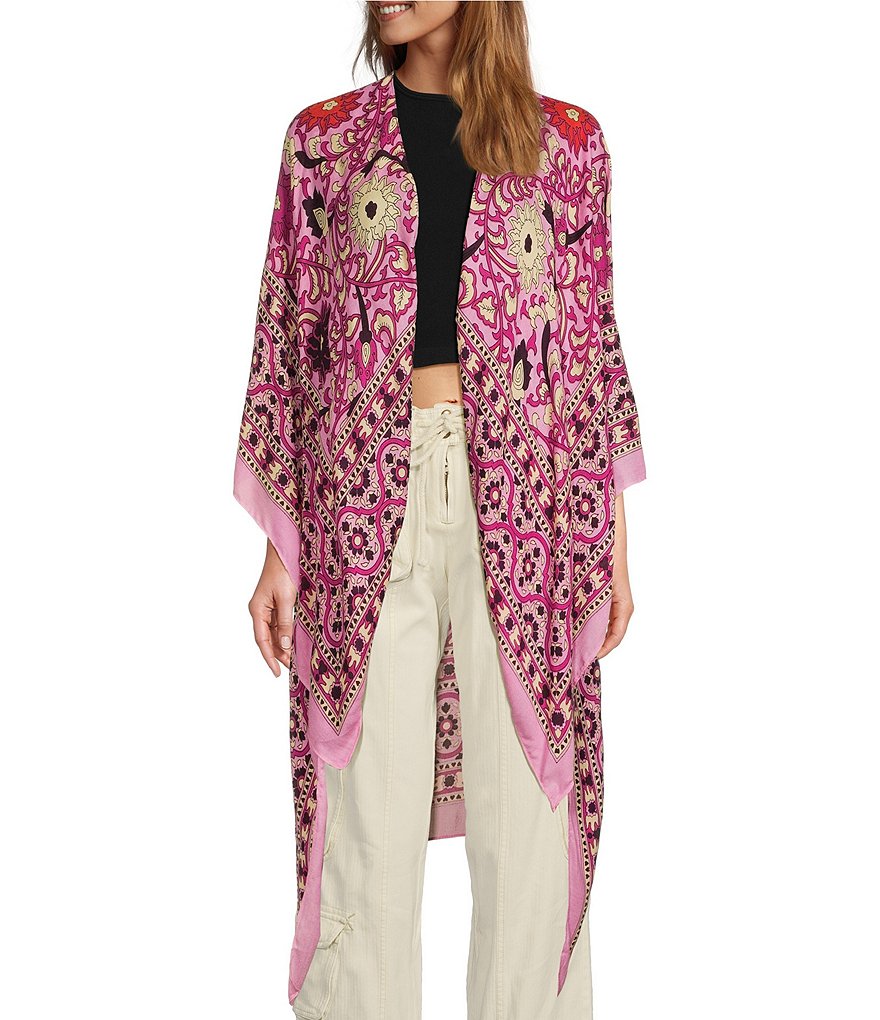 Free People Magic Dance Boarder Print Kimono | Dillard's