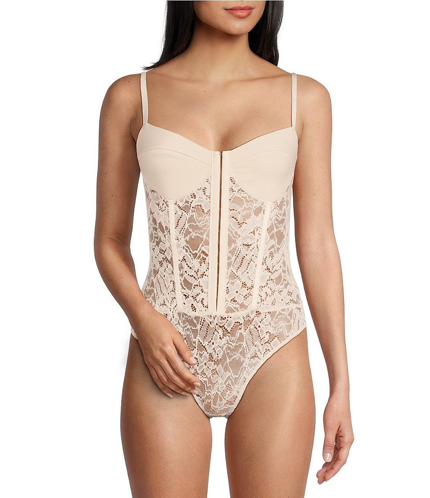 New Look Off White Lace Bustier Bodysuit