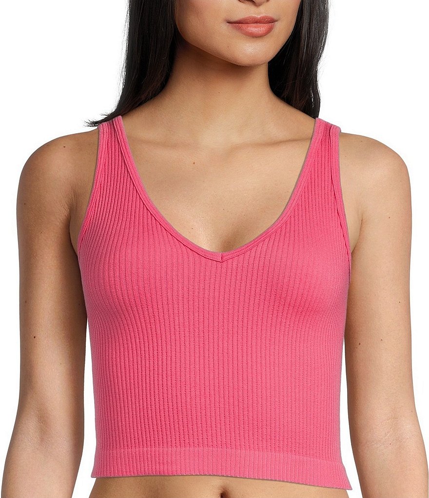 Free People Ribbed V-Neck Sleeveless Cropped Brami | Dillard's