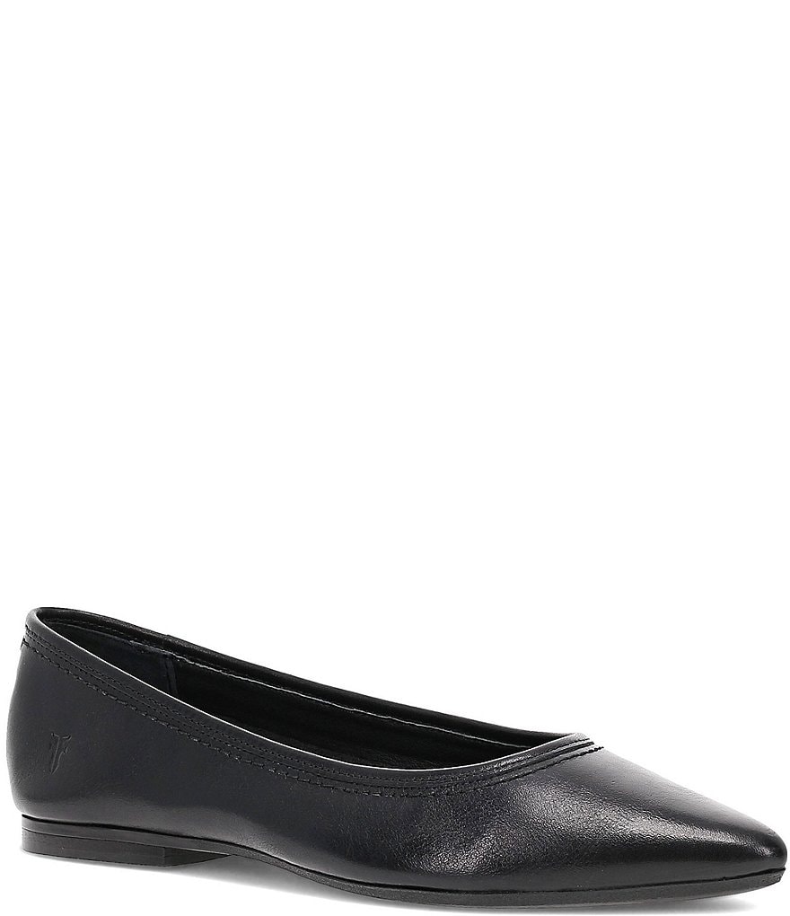 Frye Heather Leather Ballet Flats Womens 9 Black