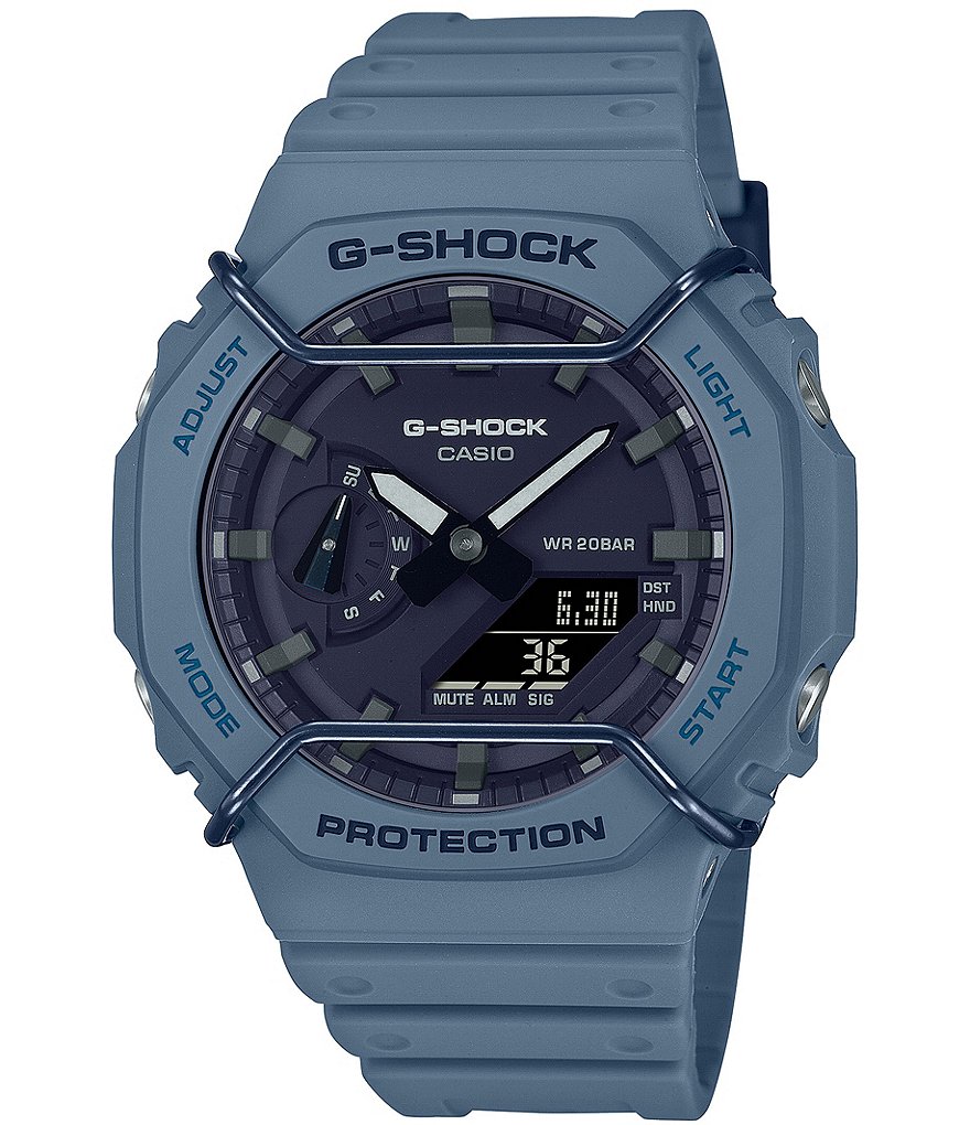 G Shock Men s Anadigi Bumper Guard Shock Resistant Blue Resin Strap Watch Dillard s