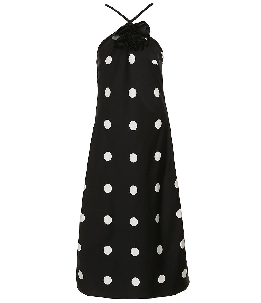 GB Big Girls 7 16 Halter Rosette Polka Dot Midi Dress