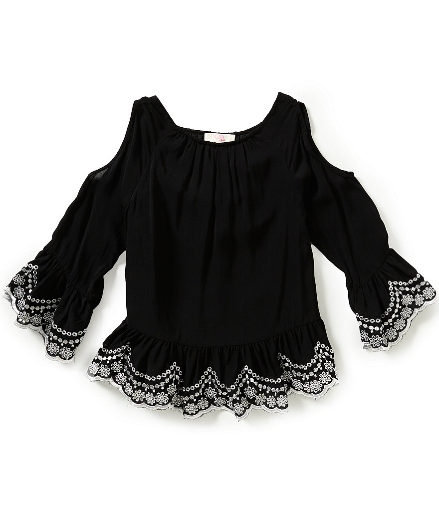 GB Girls Big Girls 7-16 Embellished Cold Shoulder Blouse | Dillards