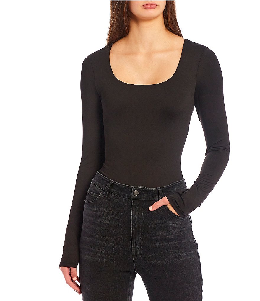 GB Scoop Neck Long Sleeve Knit Bodysuit | Dillard's