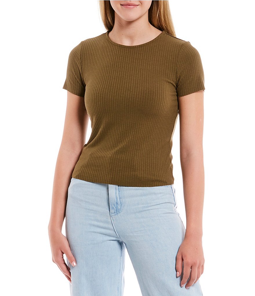 GB Short Sleeve Ribbed Knit T-Shirt | Dillard\'s
