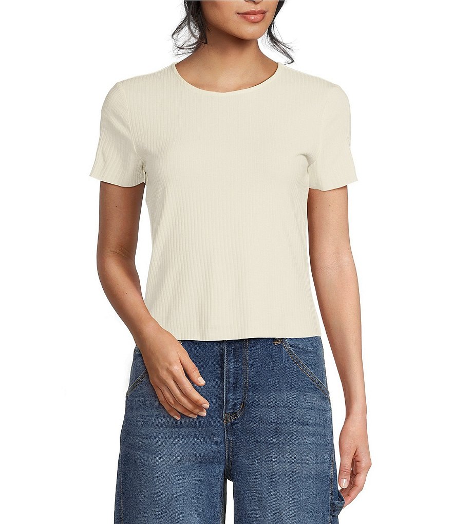 GB Short Ribbed Knit T-Shirt Dillard\'s | Sleeve