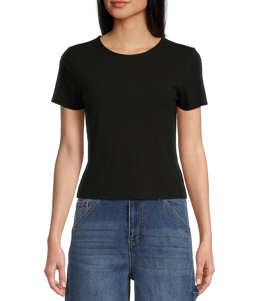 GB Short Sleeve Ribbed Knit T-Shirt | Dillard's
