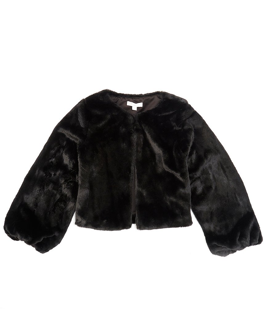 Miss Circle Women's Kali Cropped Jacket, with Hood, in Black, Faux Fur | Size: XS/US 0-2