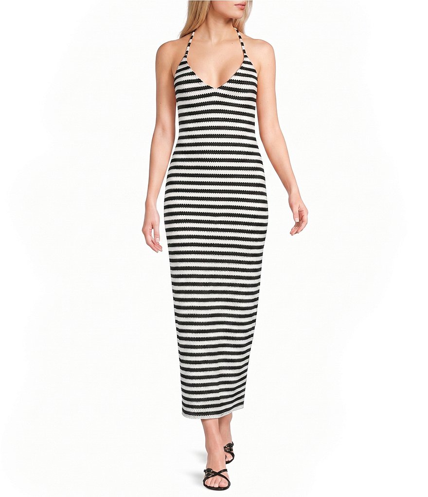 GB Striped Halter Maxi Dress | Dillard's