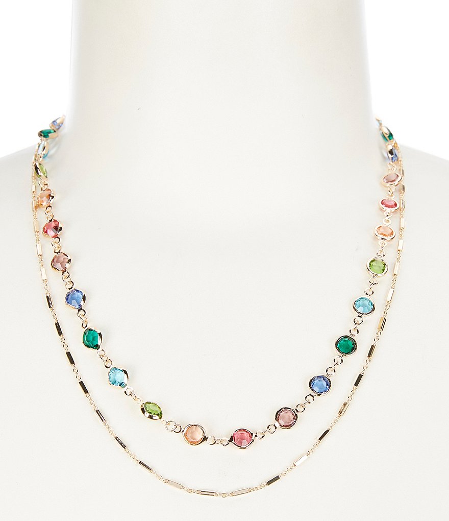 Gemma Layne Stone and Chain Short Multi-Strand Necklace | Dillard's