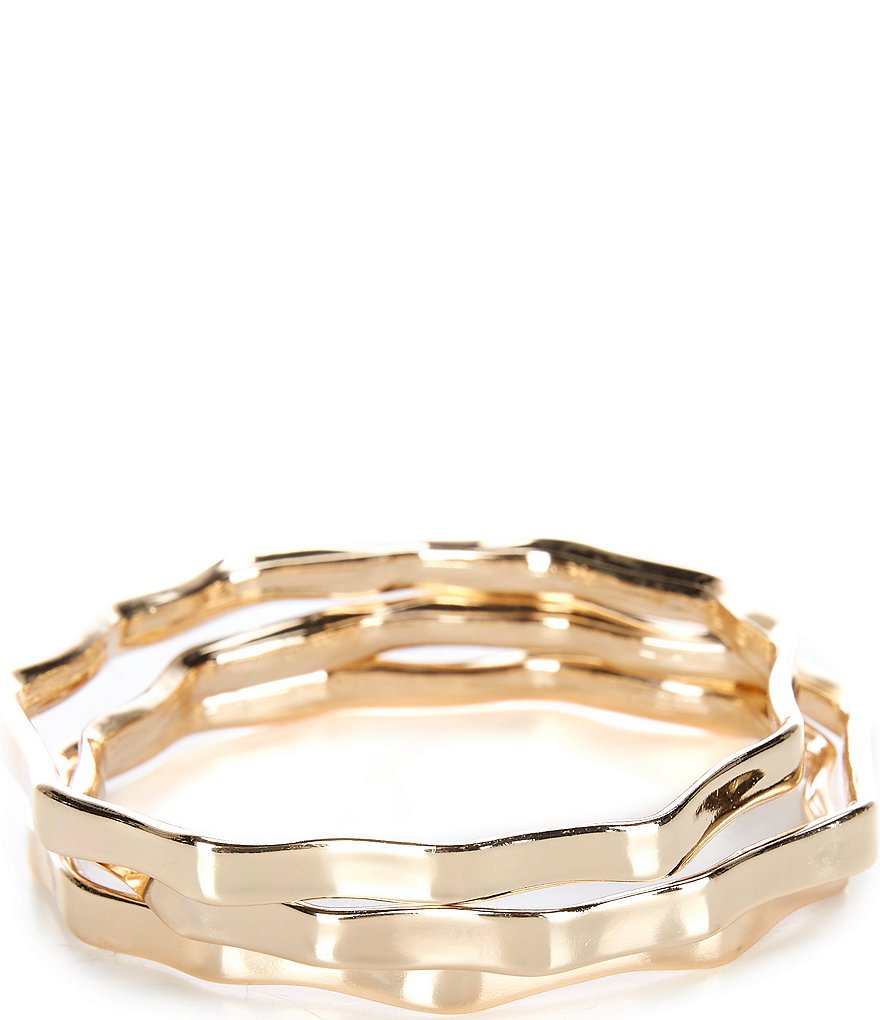 Gemma Layne Trio Wavy Metal Bangle Bracelet Set Dillards 