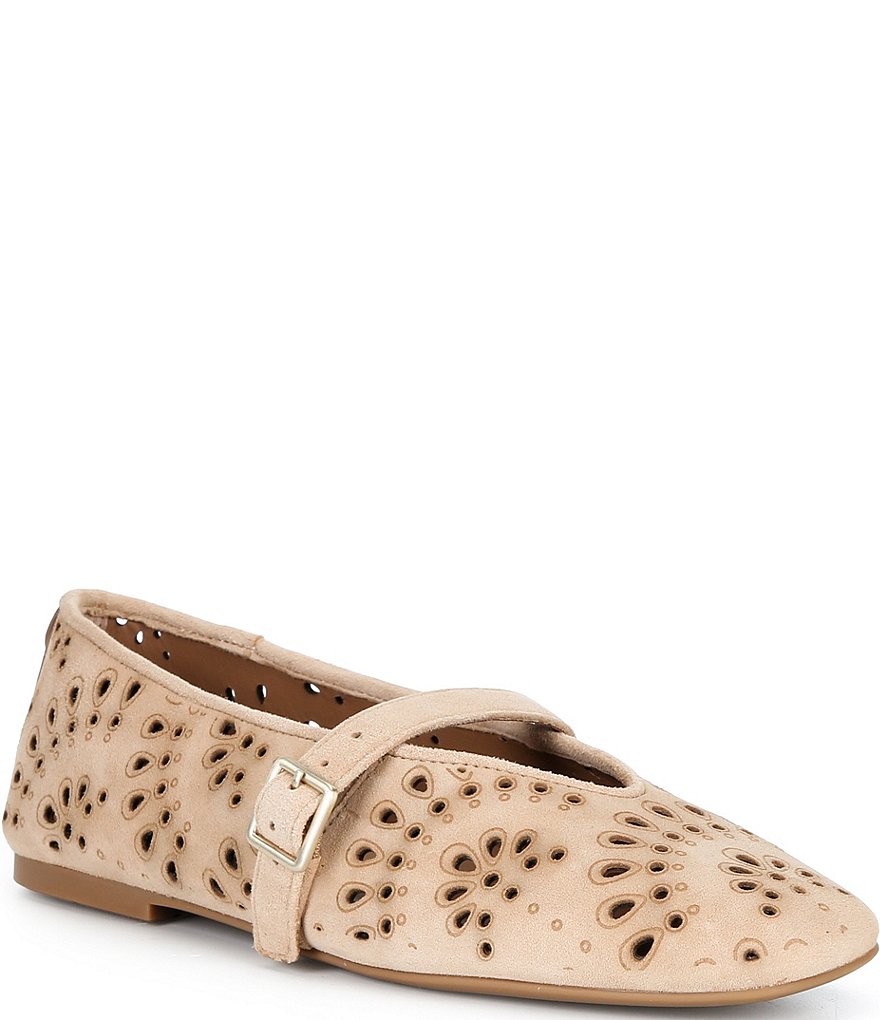 Gentle Souls Wini Laser Cut Out Suede Mary Jane Flats | Dillard's