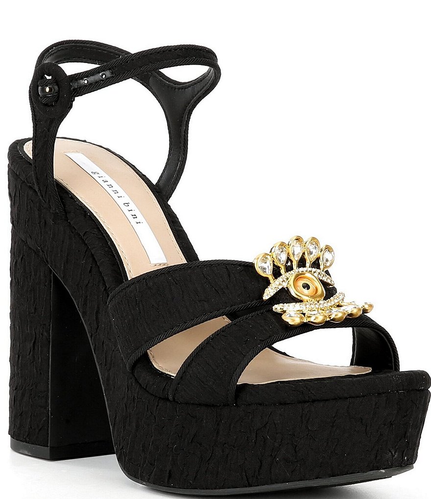 Gianni Bini Beaux Textured Whimsical Mismatch Ornament Platform Dress  Sandals | Dillard's