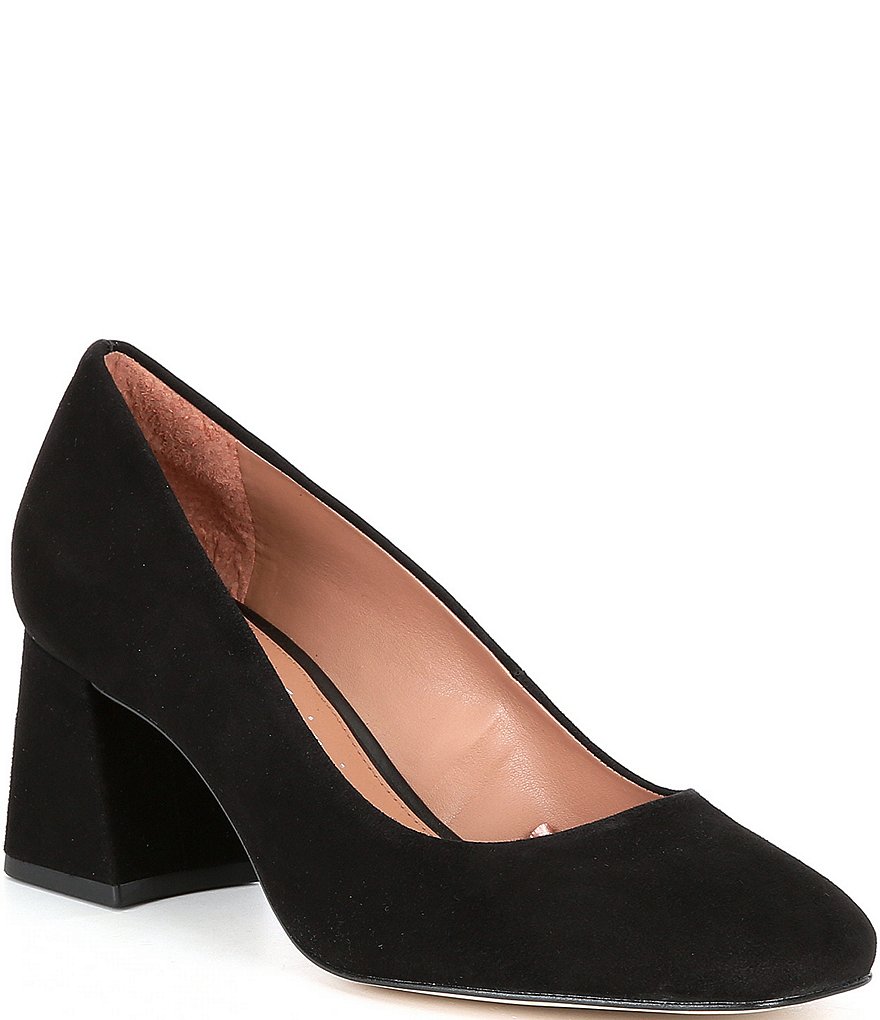 Eileen Fisher Black Suede Hawk Block Heel Pumps | Block heels pumps, Suede  peep toe heels, Pumps heels