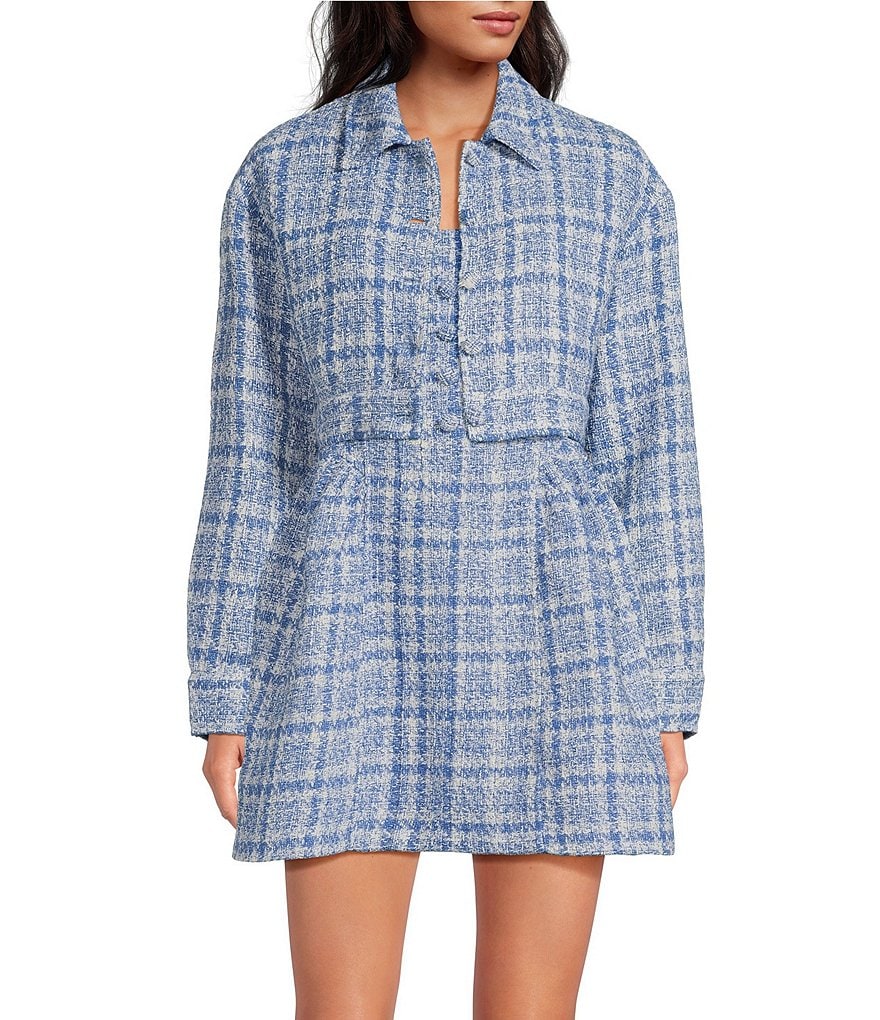 Gianni Bini Charlie Tweed Button Front Pocket Jacket | Dillard's