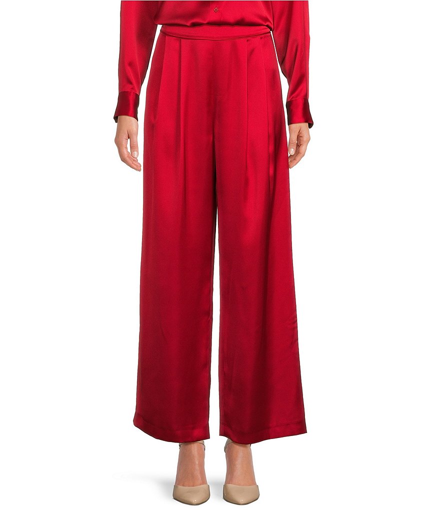 Gianni Bini Devon Wide Leg High Rise Satin Pants | Dillard's