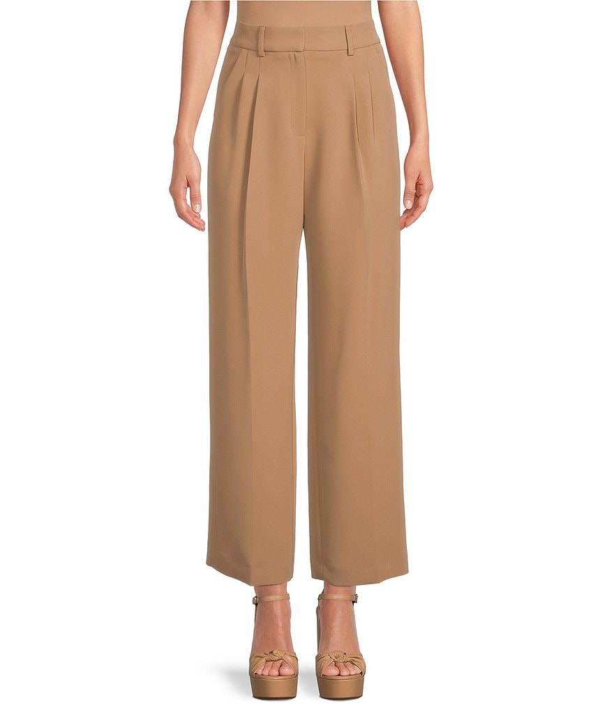 Quince | NEW Stretch Crepe Pleated Wide Leg Trouser Pant in Sand Cream Size  6 | eBay