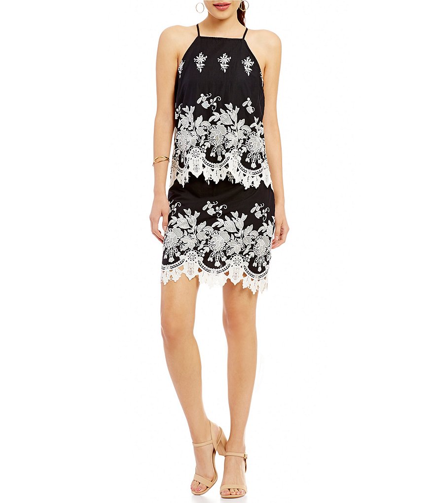 Gianni Bini James Hi-Neck Embroidered Popover Dress | Dillards