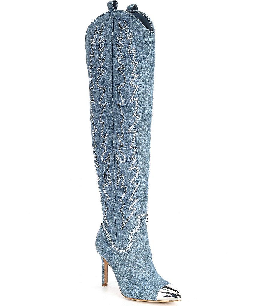 Gianni Bini KaterinaTwo Denim Rhinestone Over-the-Knee Western Dress ...