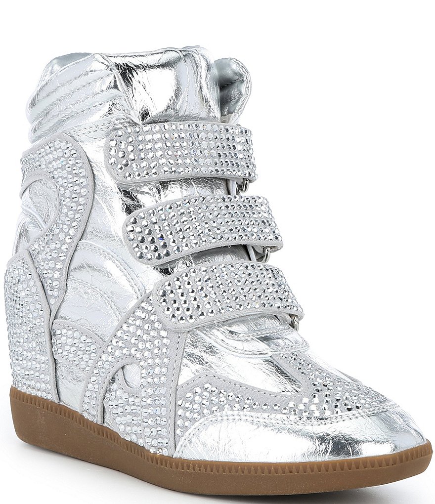 Norra Rhinestone Embellished High Top Wedge Sneakers