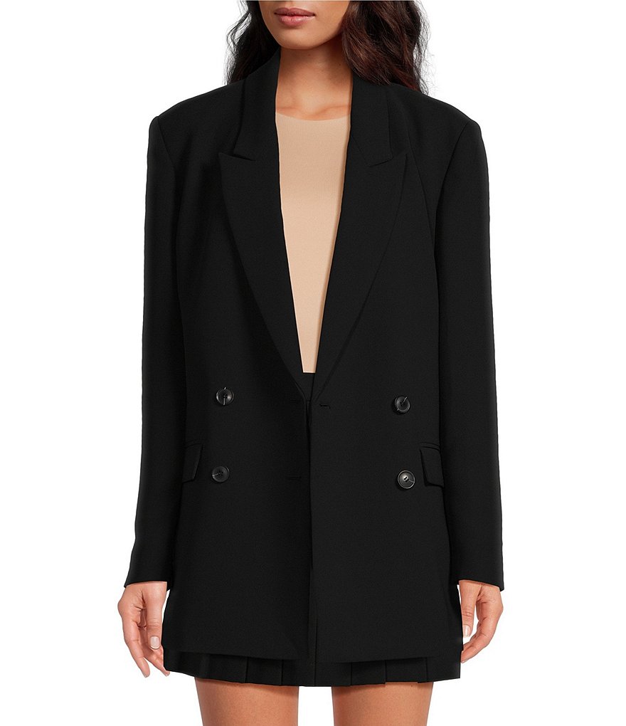 Gianni Bini Coordinating Olivia Crepe Notch Lapel Long Sleeve Oversized Button Front Blazer Dillard s