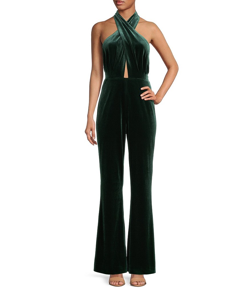 sequin jumpsuit halter neck