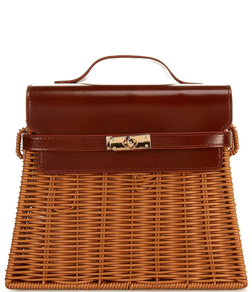 Gianni Bini x Cyd Morris The Dottie Brown Large Wicker Satchel Bag