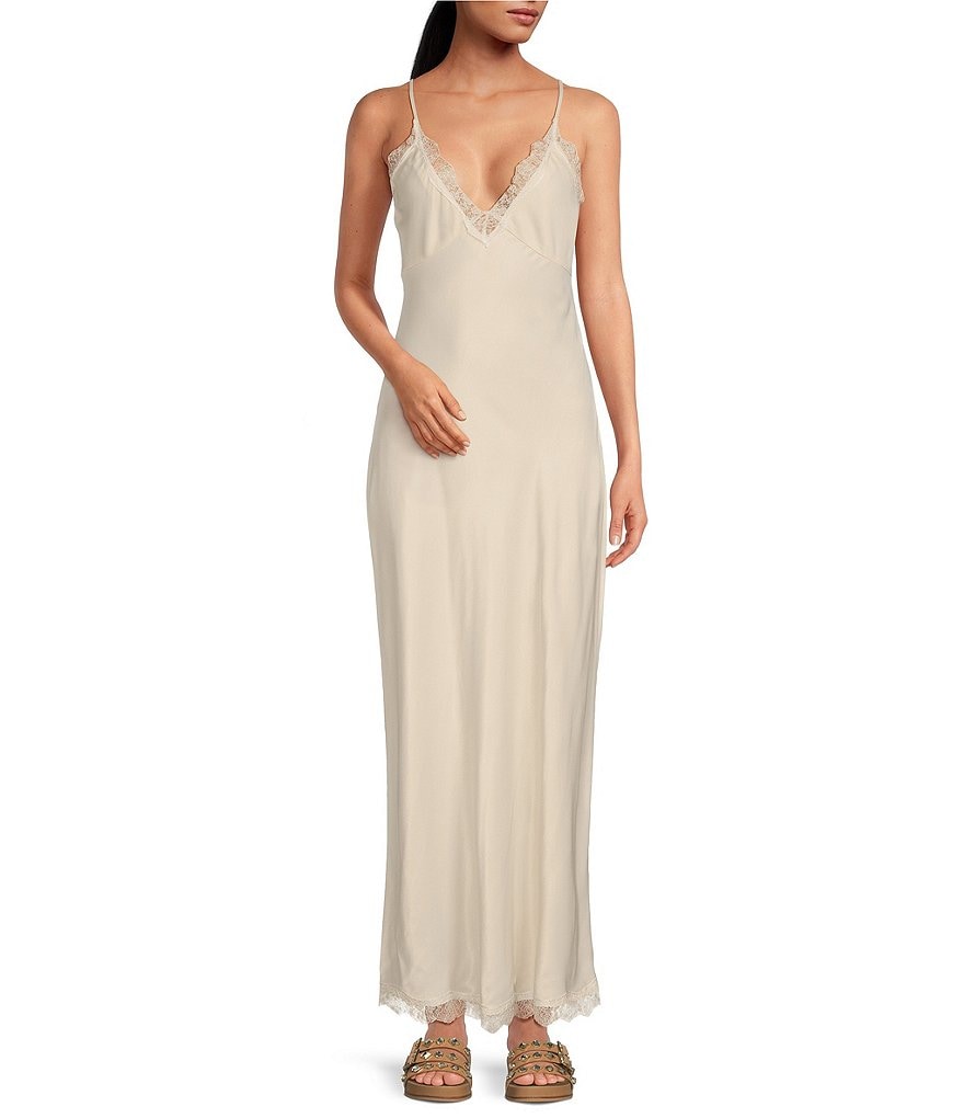 Amazon.co.jp: Herlipto Pedicel Lace-Trimmed Long Dress
