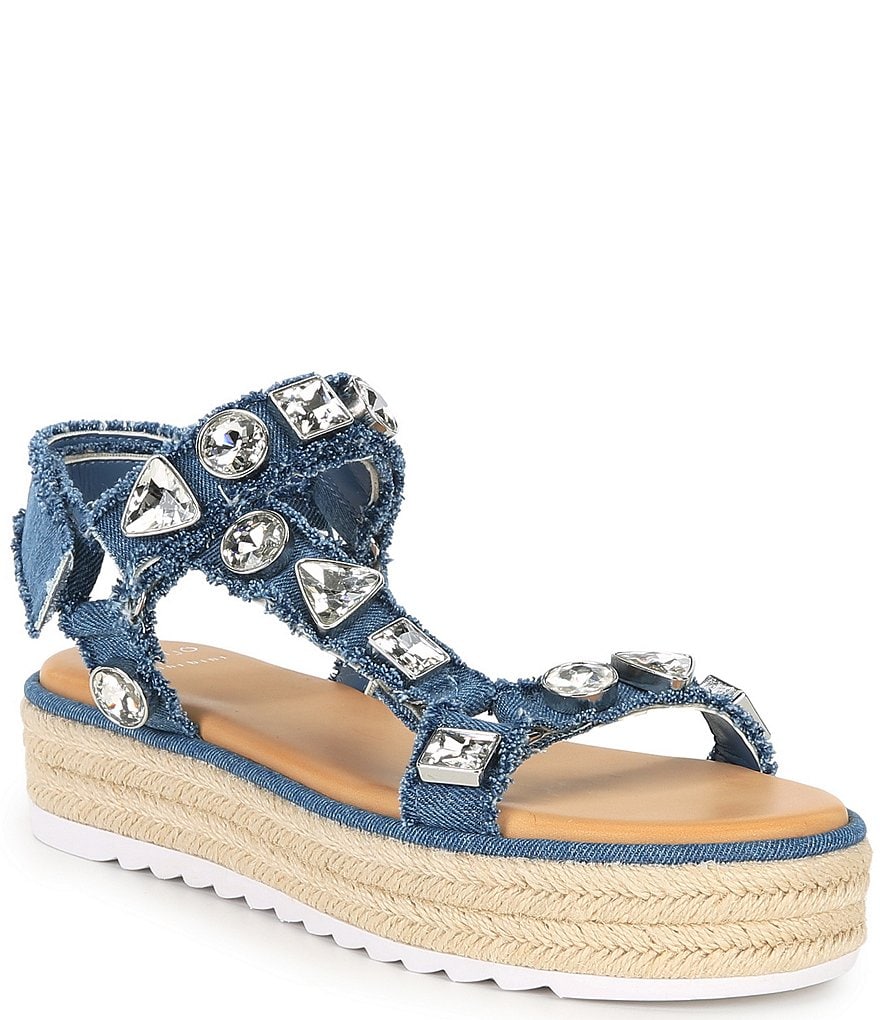 Gianni Bini x DANNIJO Gia Denim Jewel Embellished Espadrille Platform ...