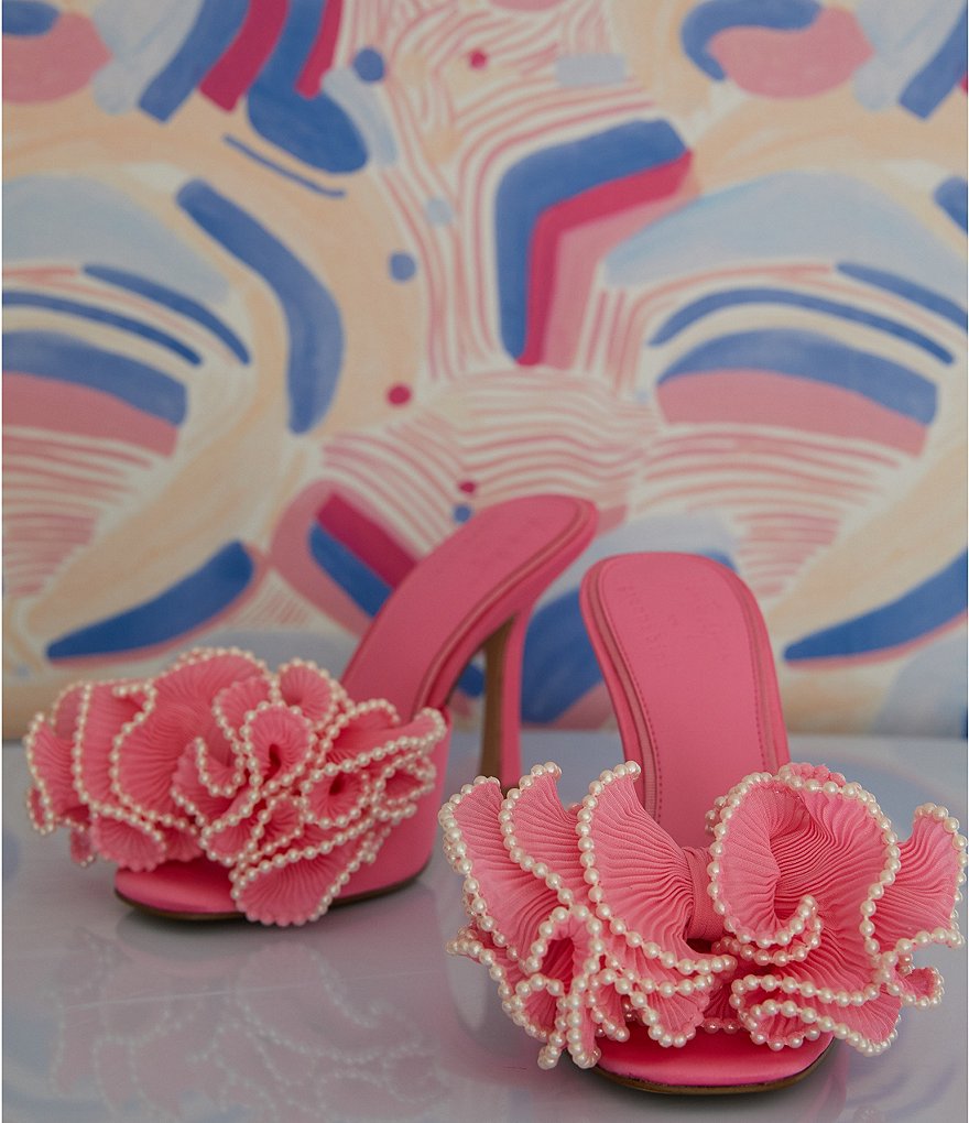 Gianni Bini x Venita Aspen Harlow Chiffon Pearl Bow Dress Sandals