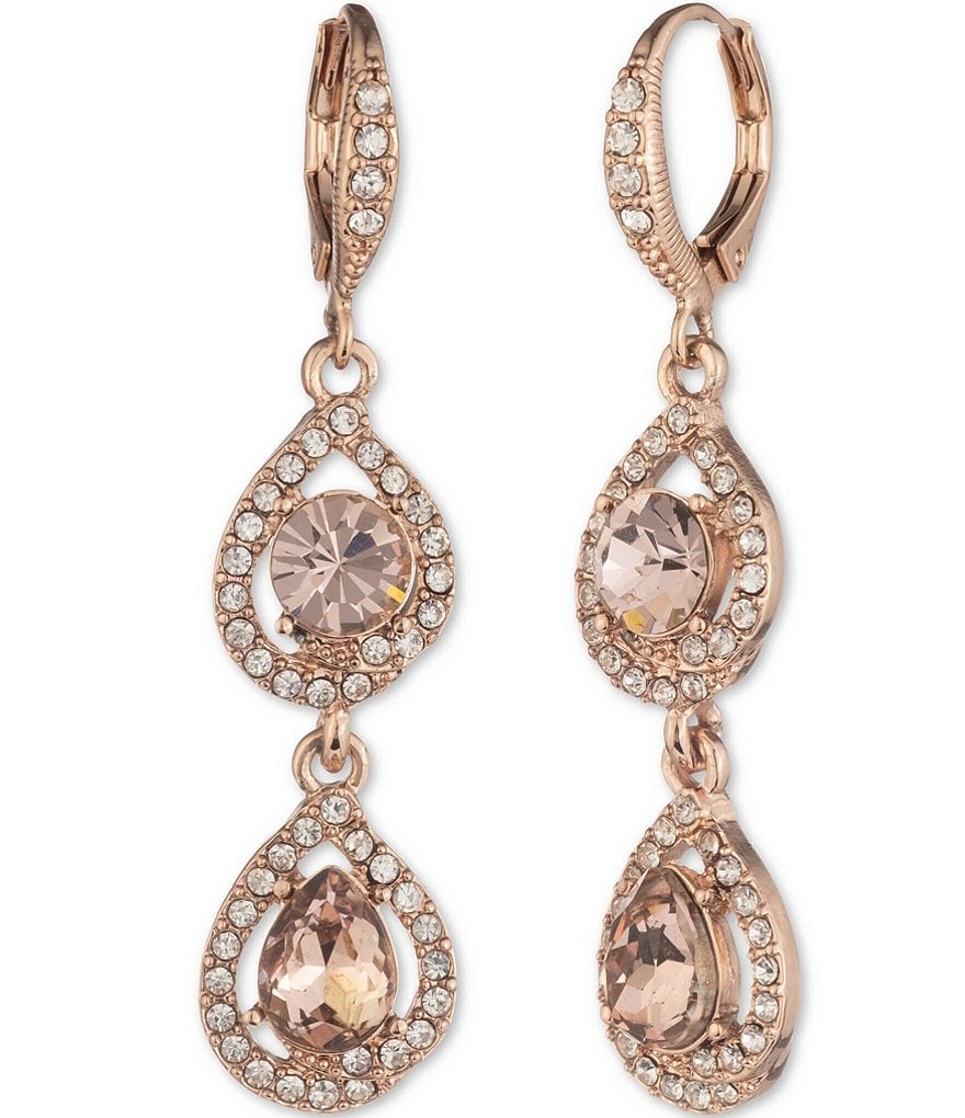 Givenchy Rose Gold Crystal Pear Stone Double Drop Earrings | Dillard's