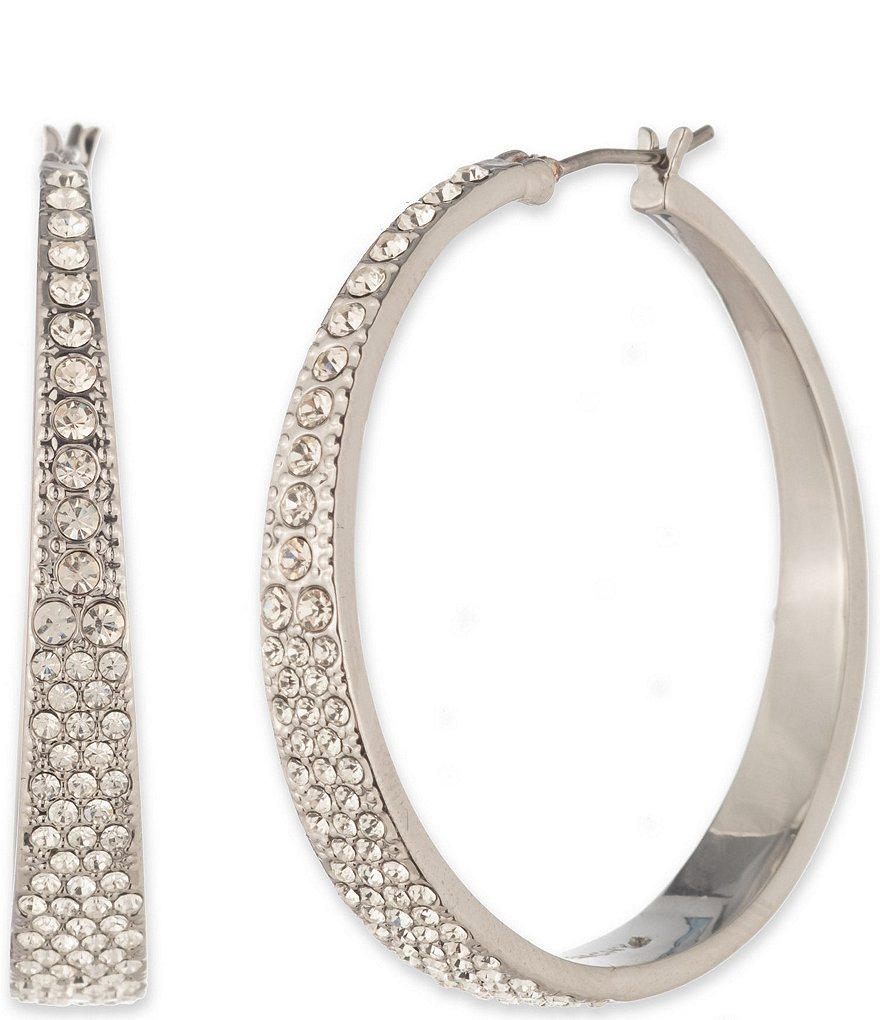 Givenchy Silver Tone Crystal Pave Hoop Earrings | Dillard's