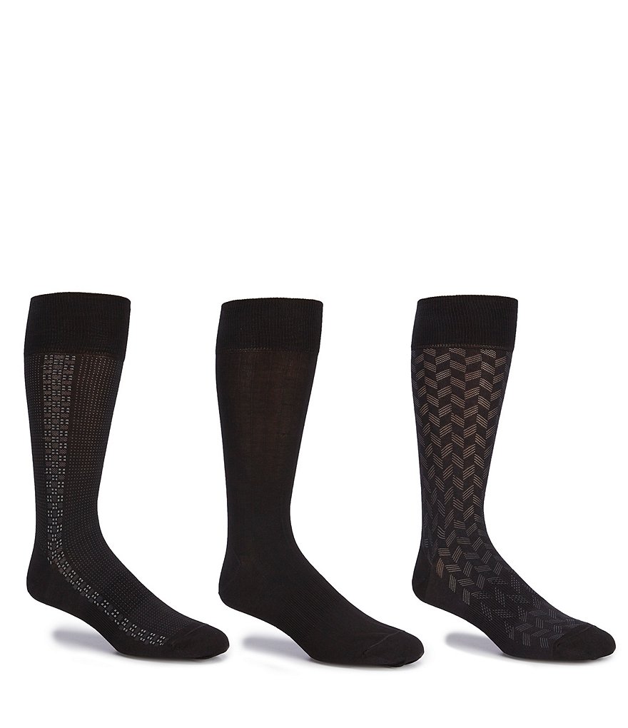 Gold Label Roundtree Yorke Assorted Pattern Solid Crew Socks 3-Pack, Mens, One Size, Black - Dillard's Exclusive