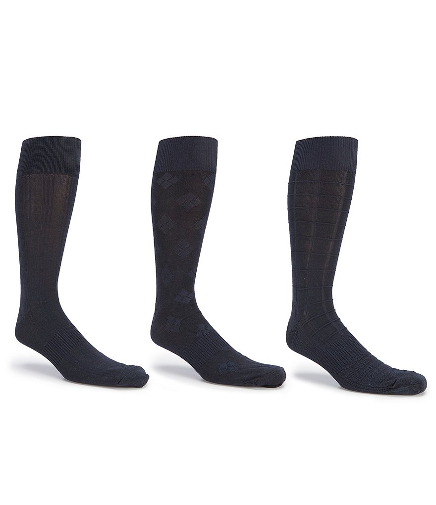 Roundtree & Yorke Gold Label Roundtree & Yorke Solid Over-the-Calf Dress  Socks 3-Pack