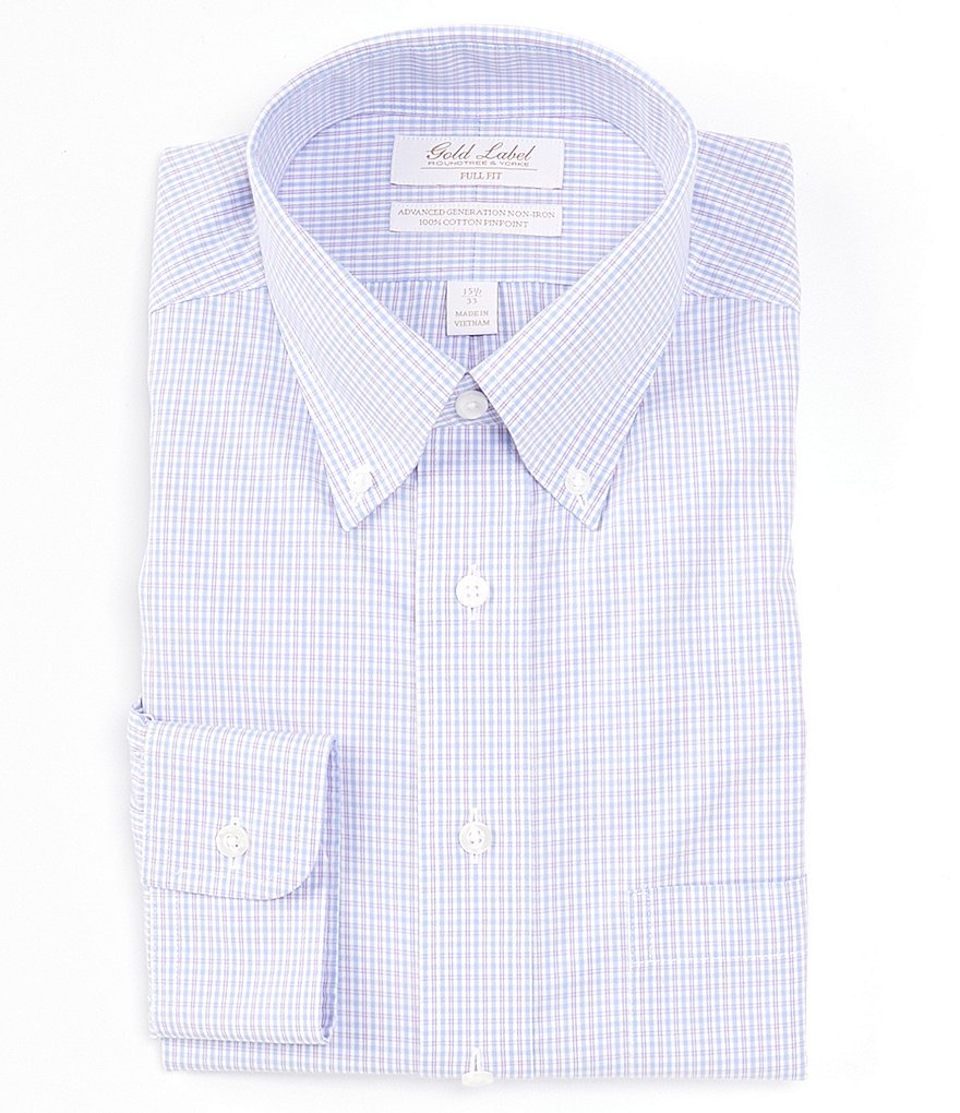 Gold Label Roundtree & Yorke Full Fit Non-Iron Pinpoint Button Down ...