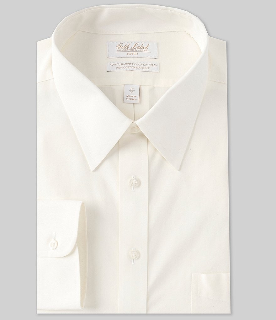 Gold Label Roundtree & Yorke Fitted Non-Iron Point Collar Dress Shirt
