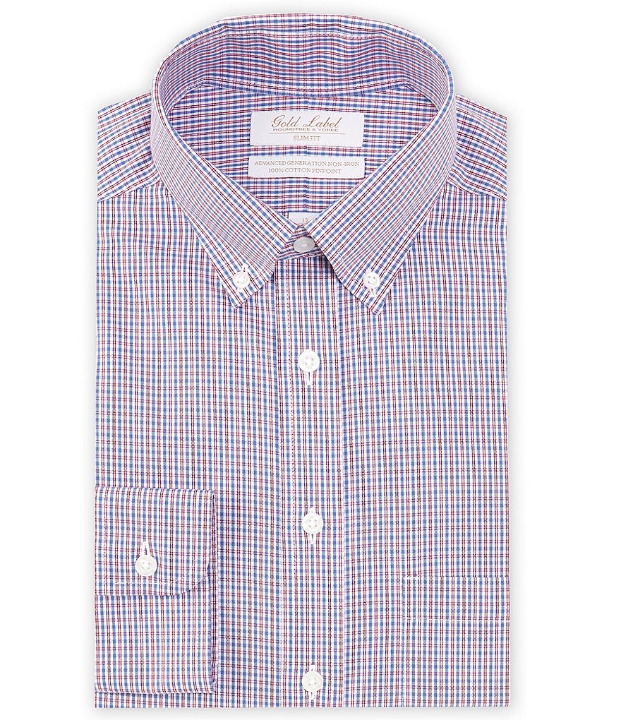 Gold Label Roundtree & Yorke Slim Fit Button Down Collar Check Pattern ...