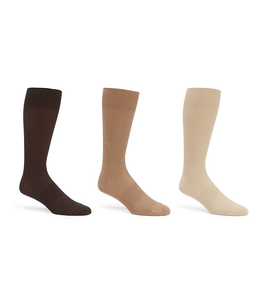 Gold Label Roundtree & Yorke Solid Ribbed Crew Socks 3-Pack | Dillards