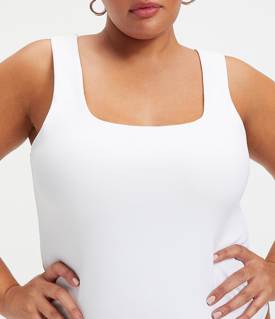 Connon Square Neck Bodysuit for Women Shapewear for Plus Size Women  Seamless Scoop Neck Tank Tops Sleeveless Thong Bodysuit White Bodysuit