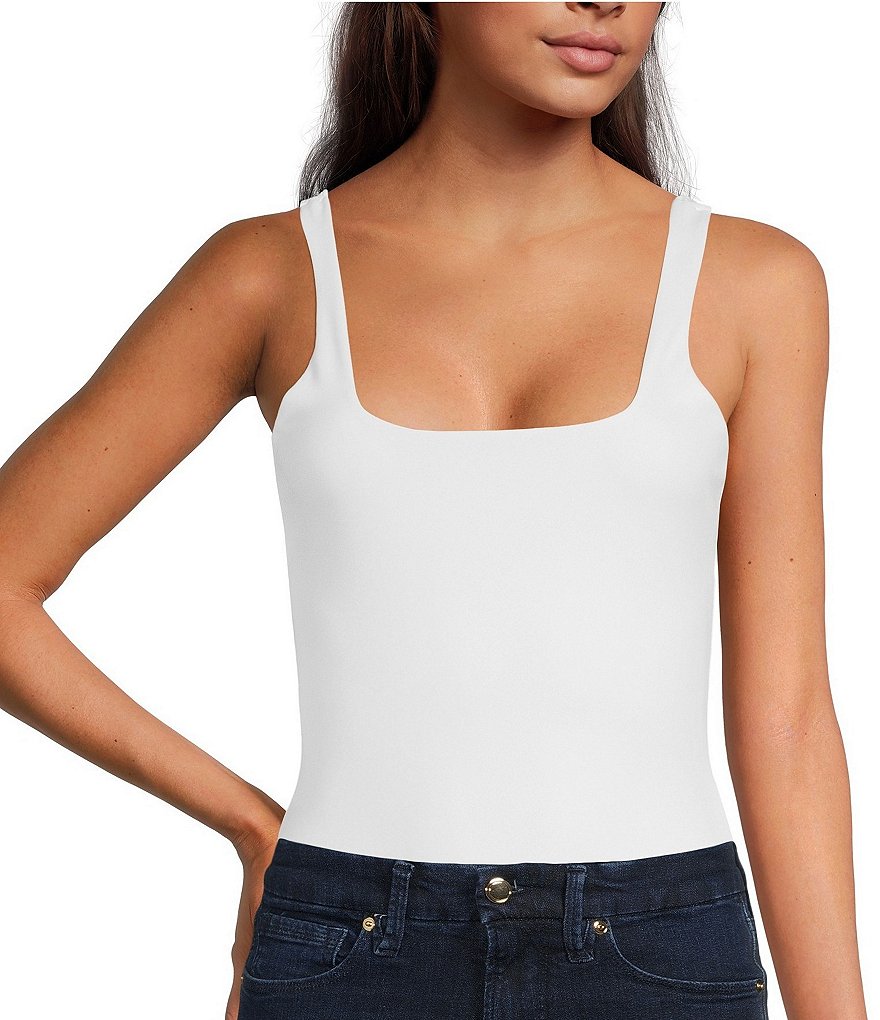 Square Neck Bodysuit For Women White Body Suits Tummy Control Slimming  Bodysuits Going Out Tank Tops Jumpsuits White M
