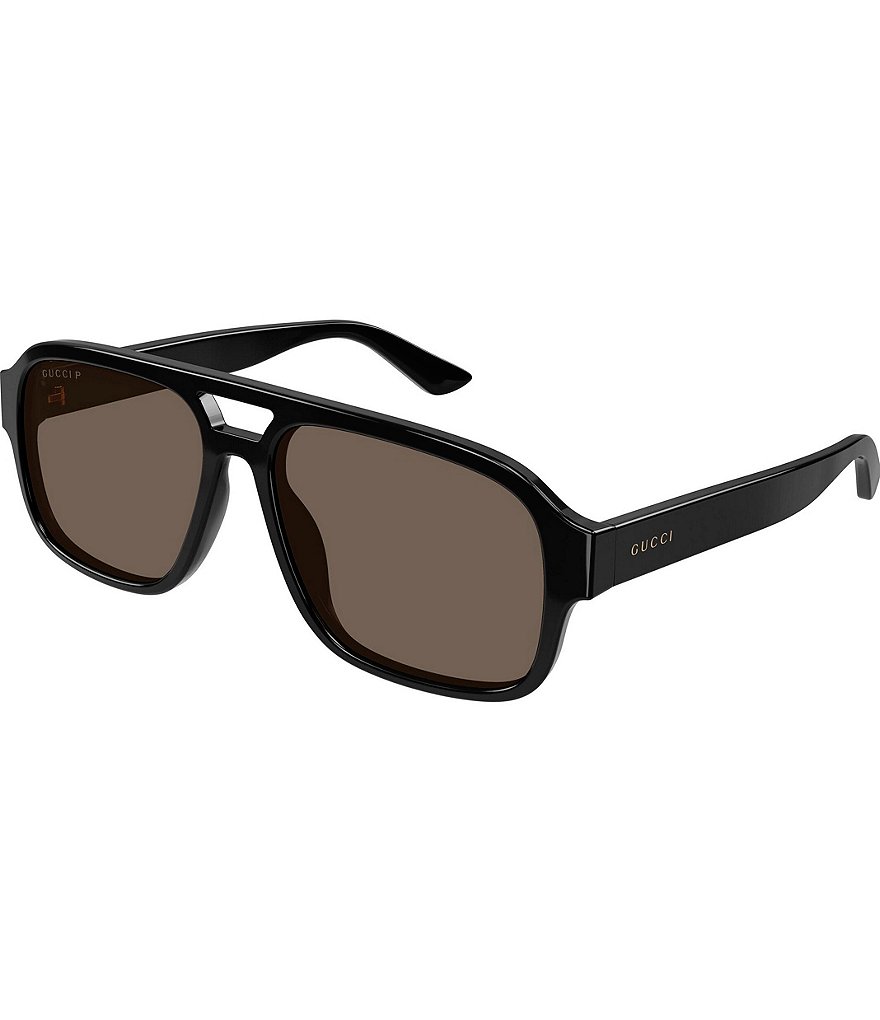 Gucci squared black thin acetate sunglasses