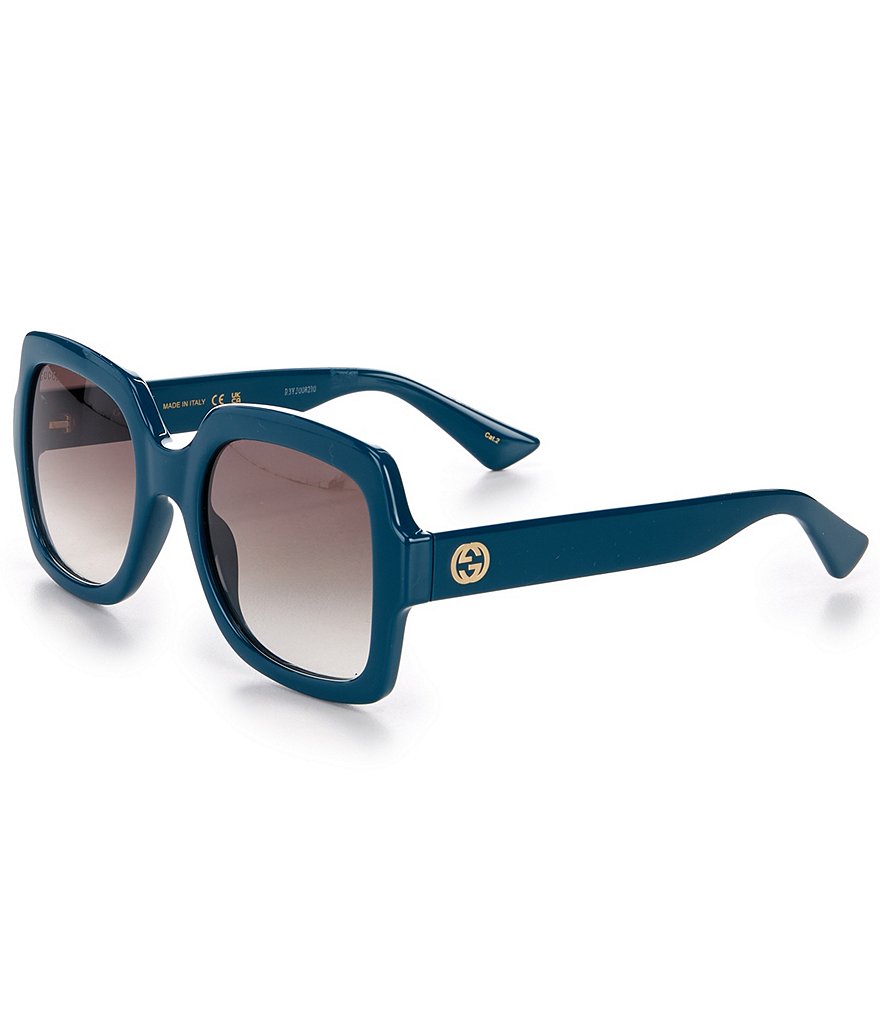 Gucci Light Blue / Blue GG0262S Rectangular-frame Blue Acetate Sunglasses  at FORZIERI