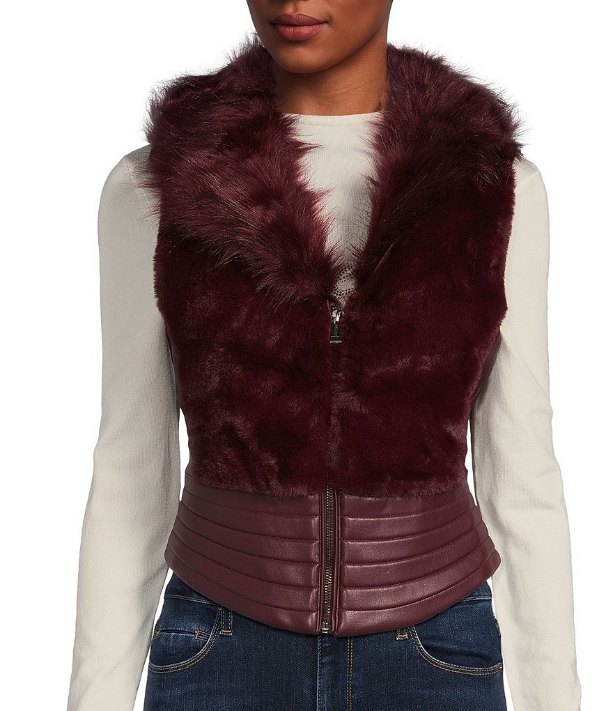 Guess fur cheap vest women's